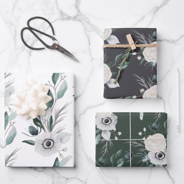 Papel de envolvimiento floral de otoño con hoja pl (Anverso)
