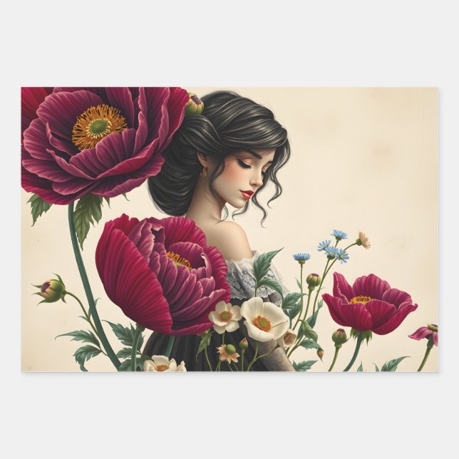 Papel de envolvimiento floral Descomposición de ho (Anverso)