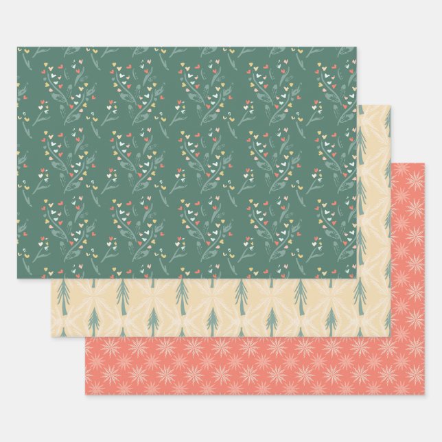 Papel de envolvimiento floral festivo (Set)