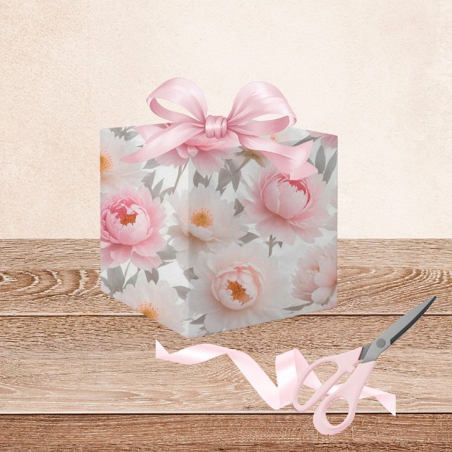 Papel de envolvimiento floral rosa y blanco (Subido por el creador)
