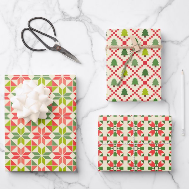 Papel de envolvimiento geométrico de Navidades mod (Anverso)