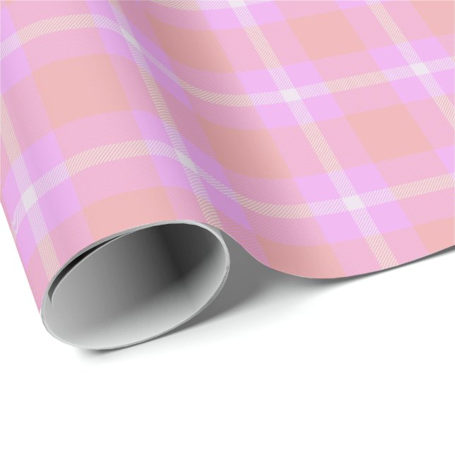 Papel de envolvimiento HAMbWG Matte - Tartán rosa/ (Esquina del rollo)