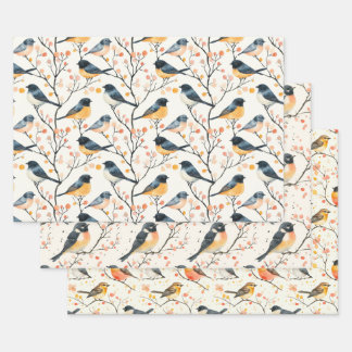 Papel de envolvimiento Hoja plana de 3 pájaro acua