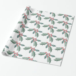 Papel de envolvimiento Holly para Navidades pintad