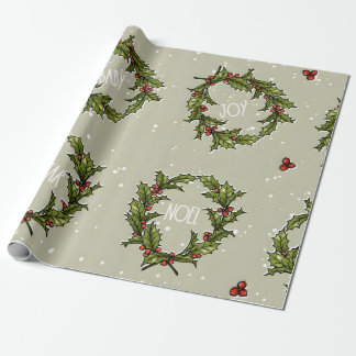 Papel de envolvimiento Holly Wreath