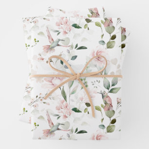 Papel de envolvimiento Hummingbird Floral Rosa