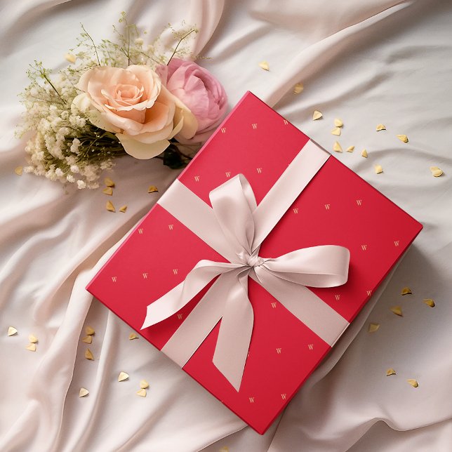 Papel de envolvimiento inicial de regalo de cumple (Birthday Pink Monogram Initial Gift Wrapping Paper)