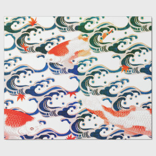 Papel de envolvimiento KOI PESCADO Y PATRÓN DE OND