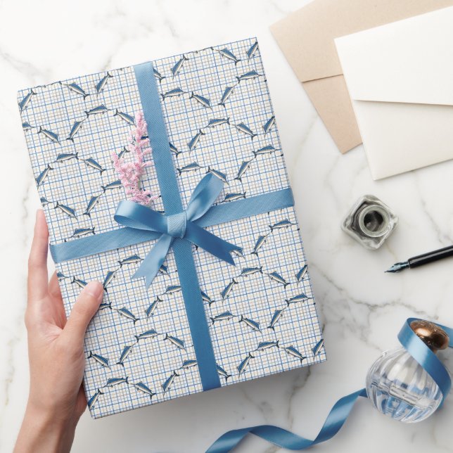 Papel de envolvimiento - Marlins azules en rebanad (Regalar)