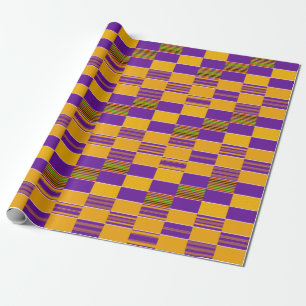Papel de envolvimiento morado de oro real de Kente