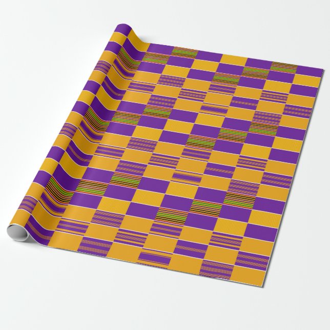Papel de envolvimiento morado de oro real de Kente (Desenrollado)
