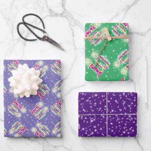 Papel de envolvimiento morado y azul para los 10 a