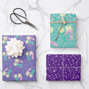 Papel de envolvimiento morado y Verde azulado de 1