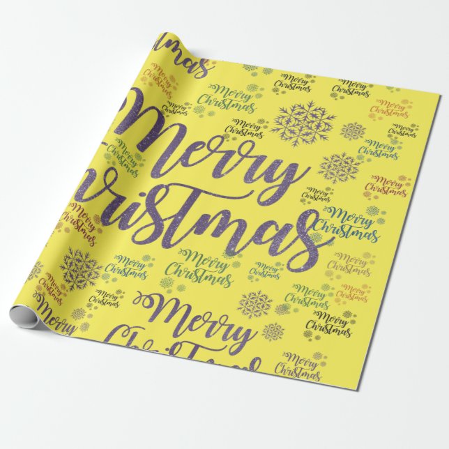 Papel de envolvimiento navideño amarillo (Desenrollado)