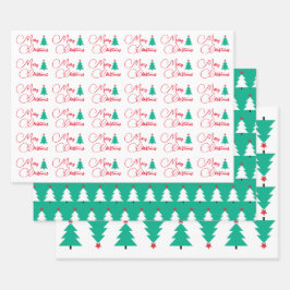 Papel de envolvimiento navideño merry conjunto de 