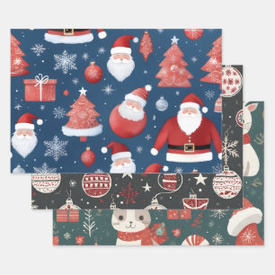 Papel de envolvimiento navideño merry conjunto de 
