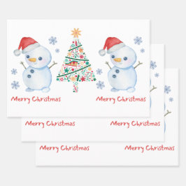 Papel de envolvimiento navideño para Snowman Merry