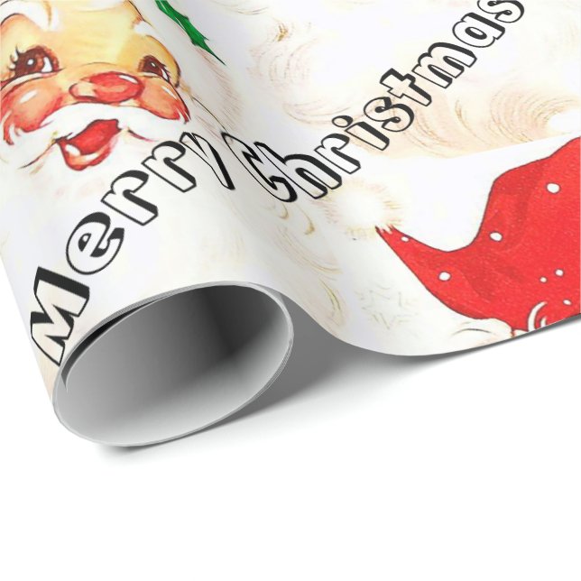 Papel de envolvimiento navideño Vintage Santa (Esquina del rollo)