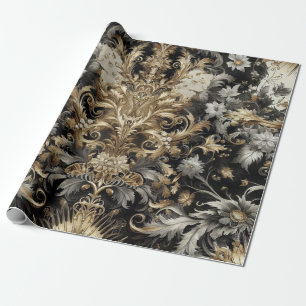 Papel de envolvimiento - Negro, blanco, floral de 