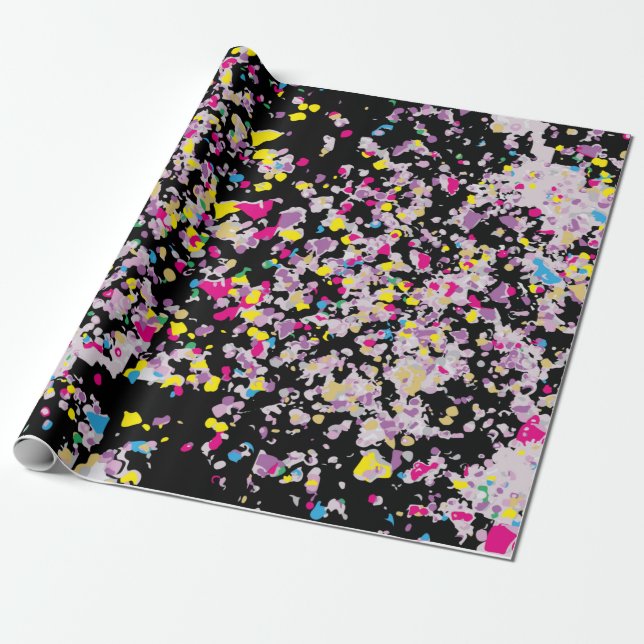 Papel de envolvimiento negro de Confetti (Desenrollado)