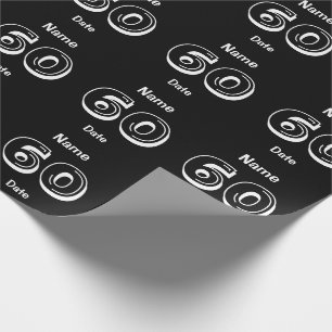 Papel de envolvimiento negro de cumpleaños 60 pers