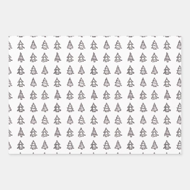 Papel de envolvimiento negro sobre árbol blanco (Anverso)