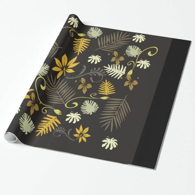 Papel de envolvimiento negro y dorado de 30" x 6", (Desenrollado)