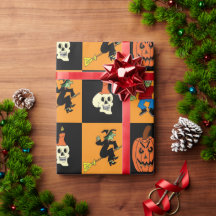 Papel de envolvimiento negro y Naranja de Hallowee