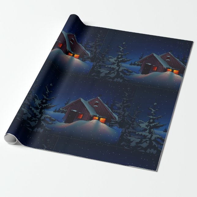 Papel de envolvimiento nocturno de invierno con ni (Desenrollado)
