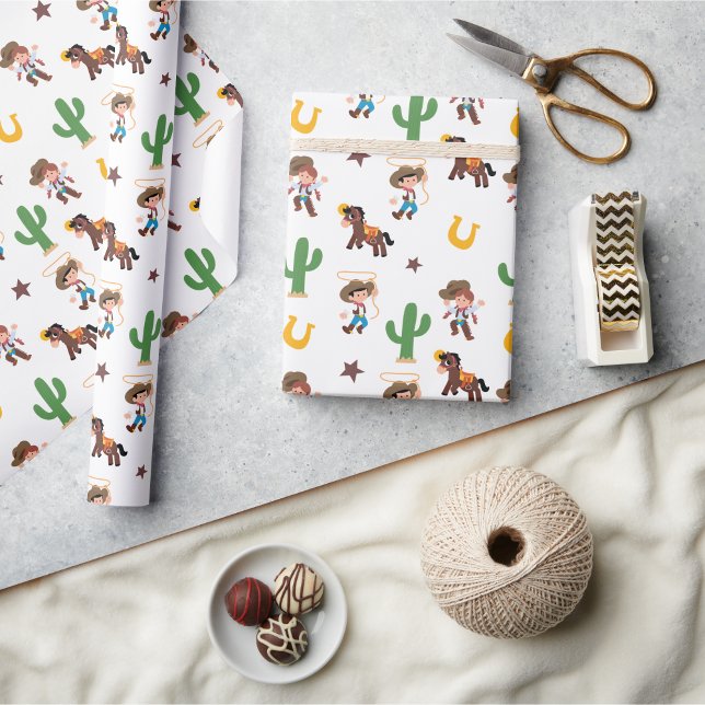 Papel de envolvimiento occidental súper lindo (Super Cute Western Wrapping Paper)