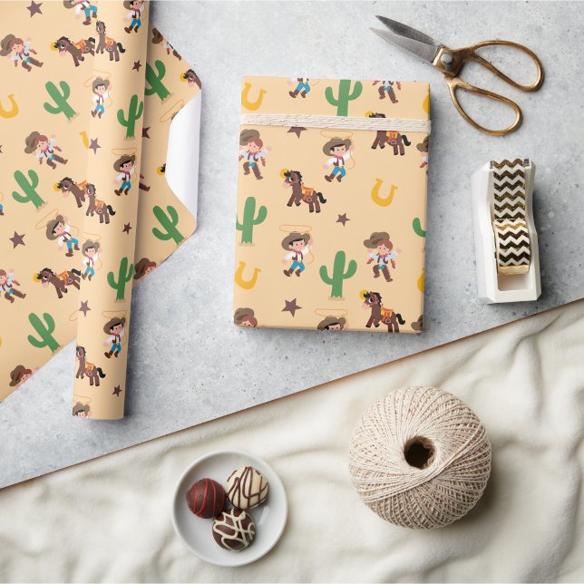 Papel de envolvimiento occidental súper lindo (Super Cute Western Wrapping Paper)