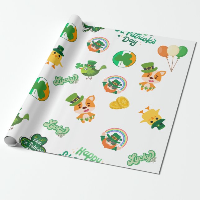 Papel de envolvimiento para el Día de San Patricio (Desenrollado)