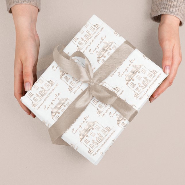 Papel de envolvimiento para el hogar conjunto de h (Congratulate a new home owner with this lovely set of wrapping paper sheets! )