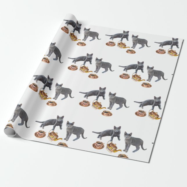 Papel de envolvimiento para Fiestas de té gatos (Desenrollado)