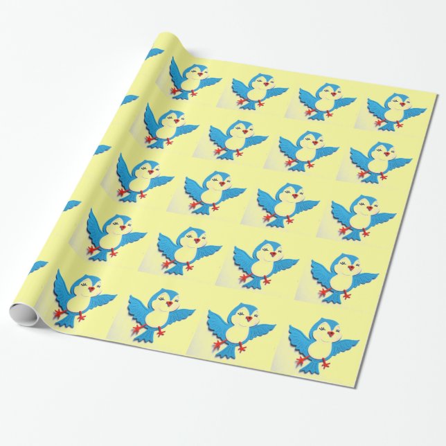 Papel de envolvimiento para regalo de pájaro con q (Desenrollado)