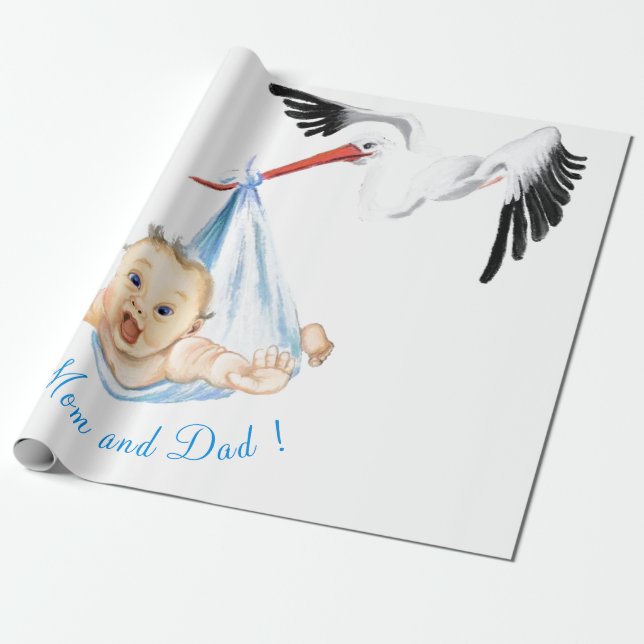 Papel de envolvimiento para Stork y Baby Funny Bab (Desenrollado)