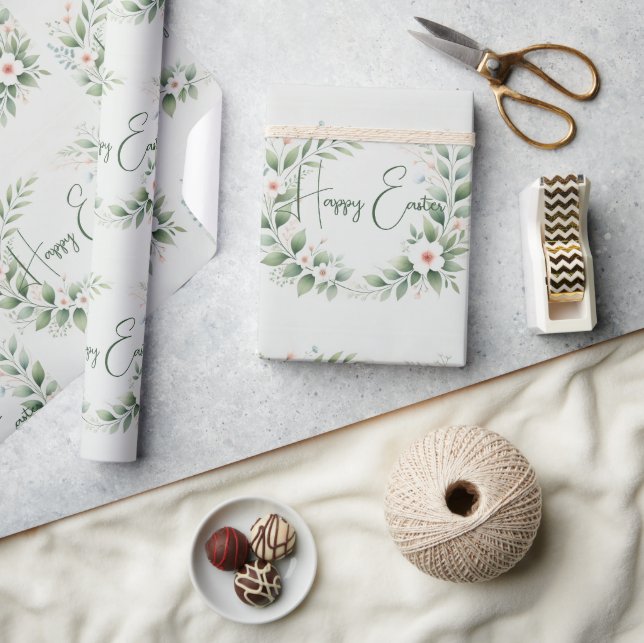 Papel de envolvimiento pastel con diseño verde y f (Artesanía)