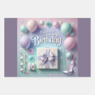 Papel de envolvimiento Pastel Happy Birthday
