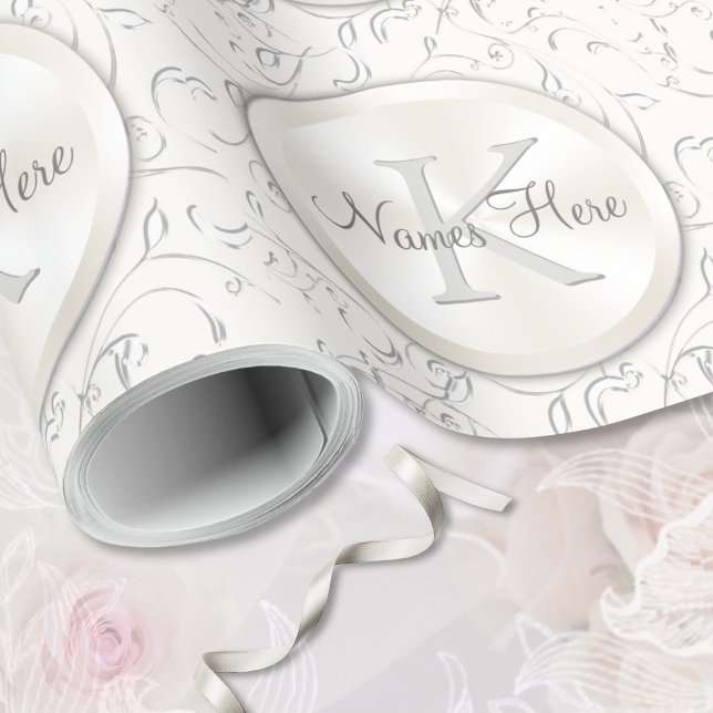 Papel de envolvimiento personalizado de Boda de mo (Monogram wedding wrapping paper. Personalized wedding wrapping paper. Elegant gift wrapping paper.)