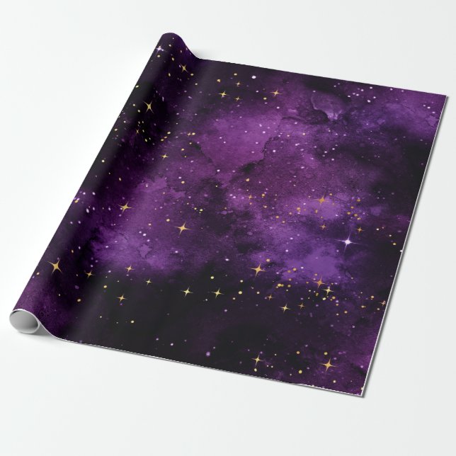 Papel de envolvimiento Purple Galaxy de 6 pies (Desenrollado)