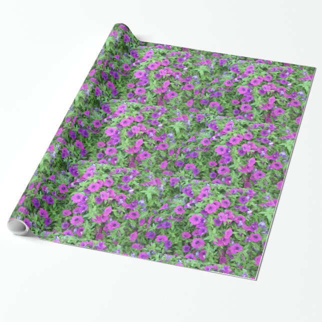 Papel de envolvimiento púrpura de Petunias (Desenrollado)