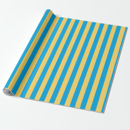 Papel de envolvimiento rayado azul y amarillo para