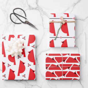 Papel de envolvimiento retro cardinal de hoja plan