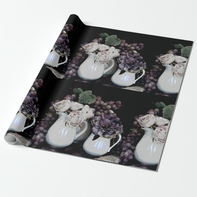 Papel de envolvimiento Rl 6' Cocina, uvas y flores (Desenrollado)