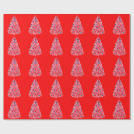 Papel de envolvimiento rojo del árbol de Navidad r