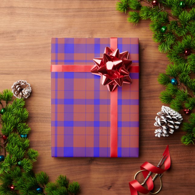 Papel de envolvimiento rojo y azul para búfalos (Regalo de vacaciones)
