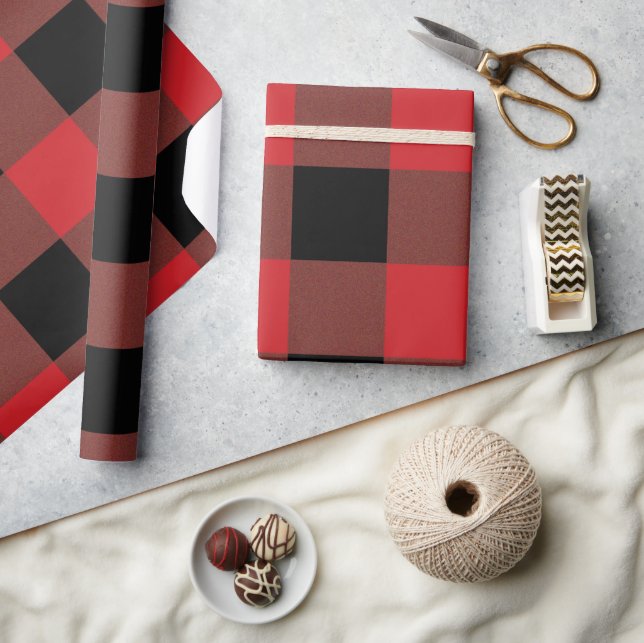 Papel de envolvimiento rojo y negro (Artesanía)