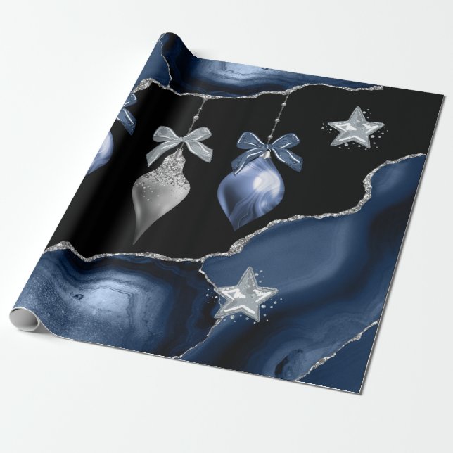 Papel de envolvimiento Rollos Navidades Azul/Plata (Desenrollado)
