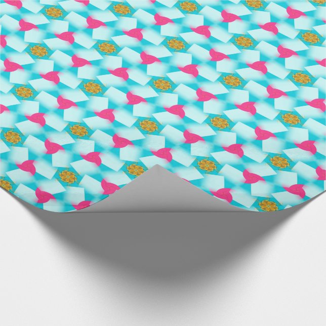 Papel de envolvimiento rosa azul turquesa Confetti (Esquina)