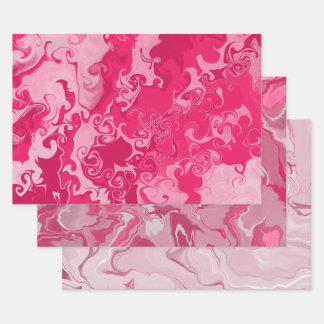 Papel de envolvimiento rosa brillante conjunto de 